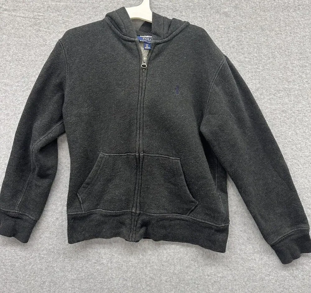 Polo Ralph Lauren Full Zip Hoodie boys Size Small 8 Sweatshirt Kangaroo Pocket